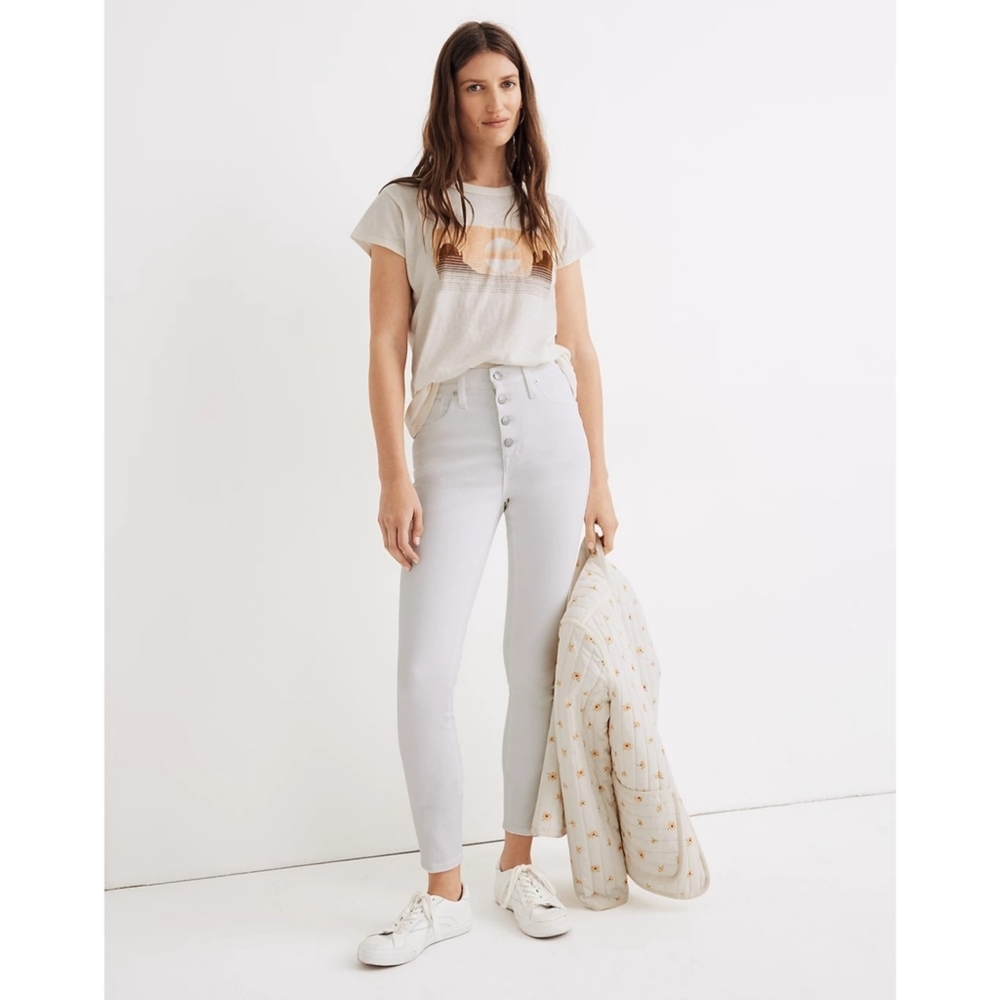 Madewell | 10" High-Rise Skinny Crop Jeans in Pure White: Button-Front Edition